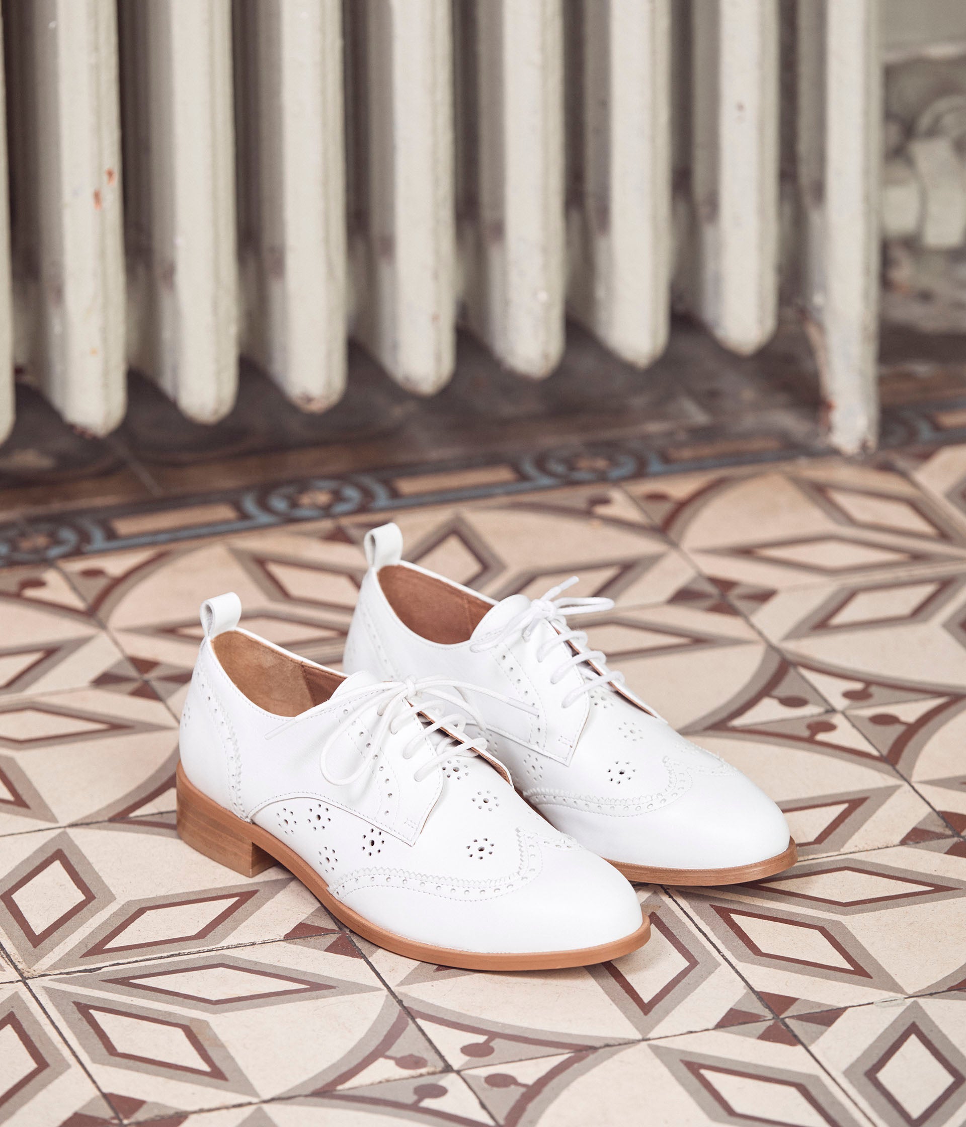 Derbies blanches femme best sale