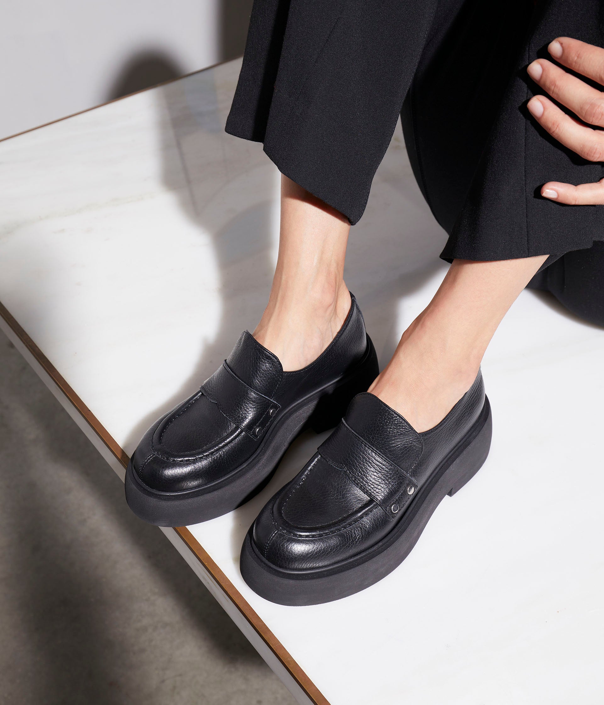 Mocassin cuir noir femme store