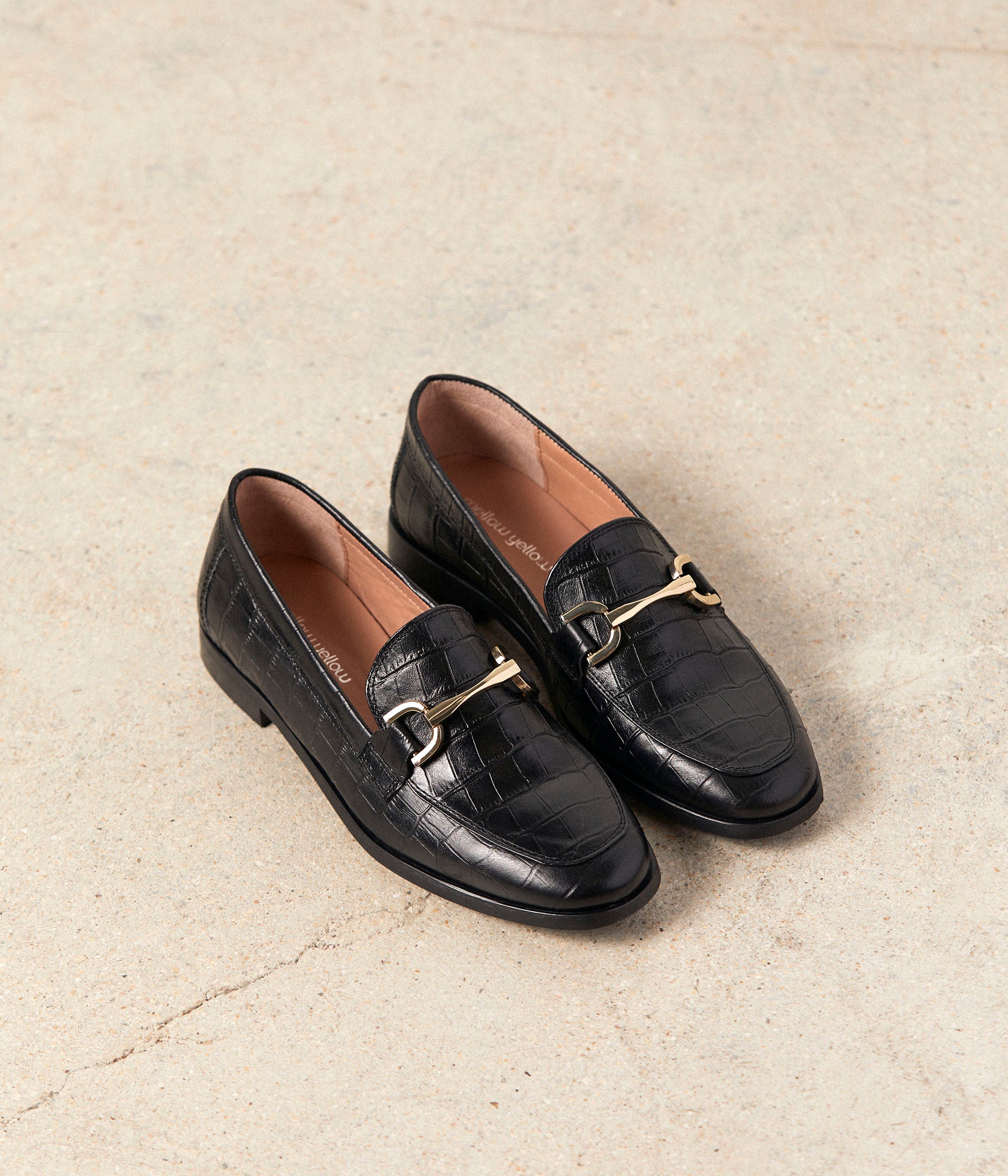 Mocassins croco noir Nelli
