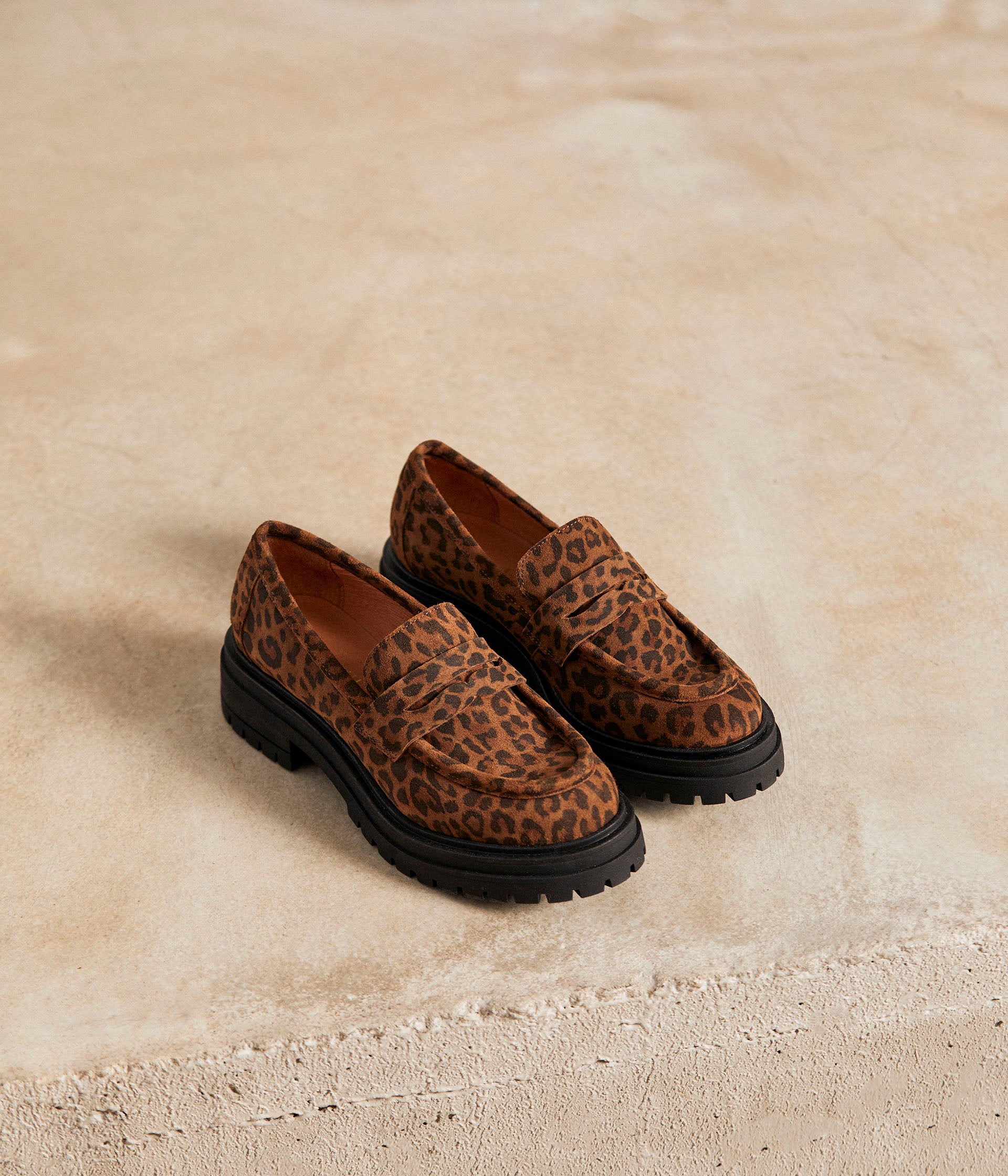 Mocassin leopard cuir cheap