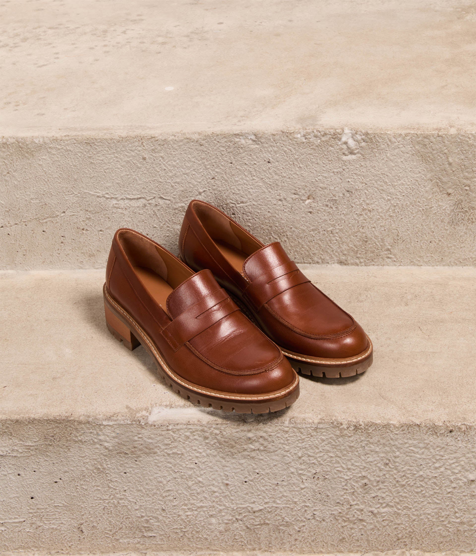 Mocassins cuir cognac Aubree