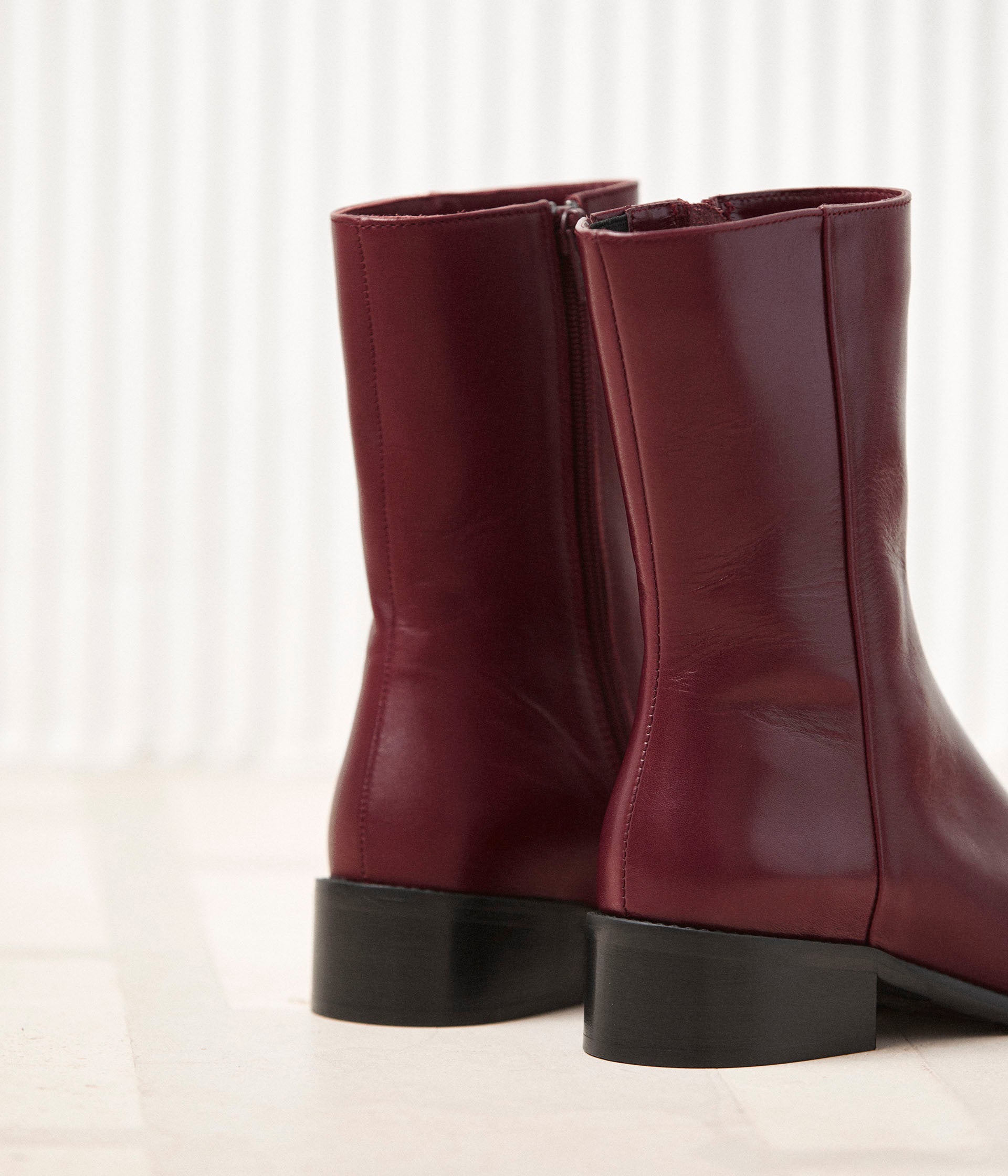 Boots femme cuir bordeaux best sale