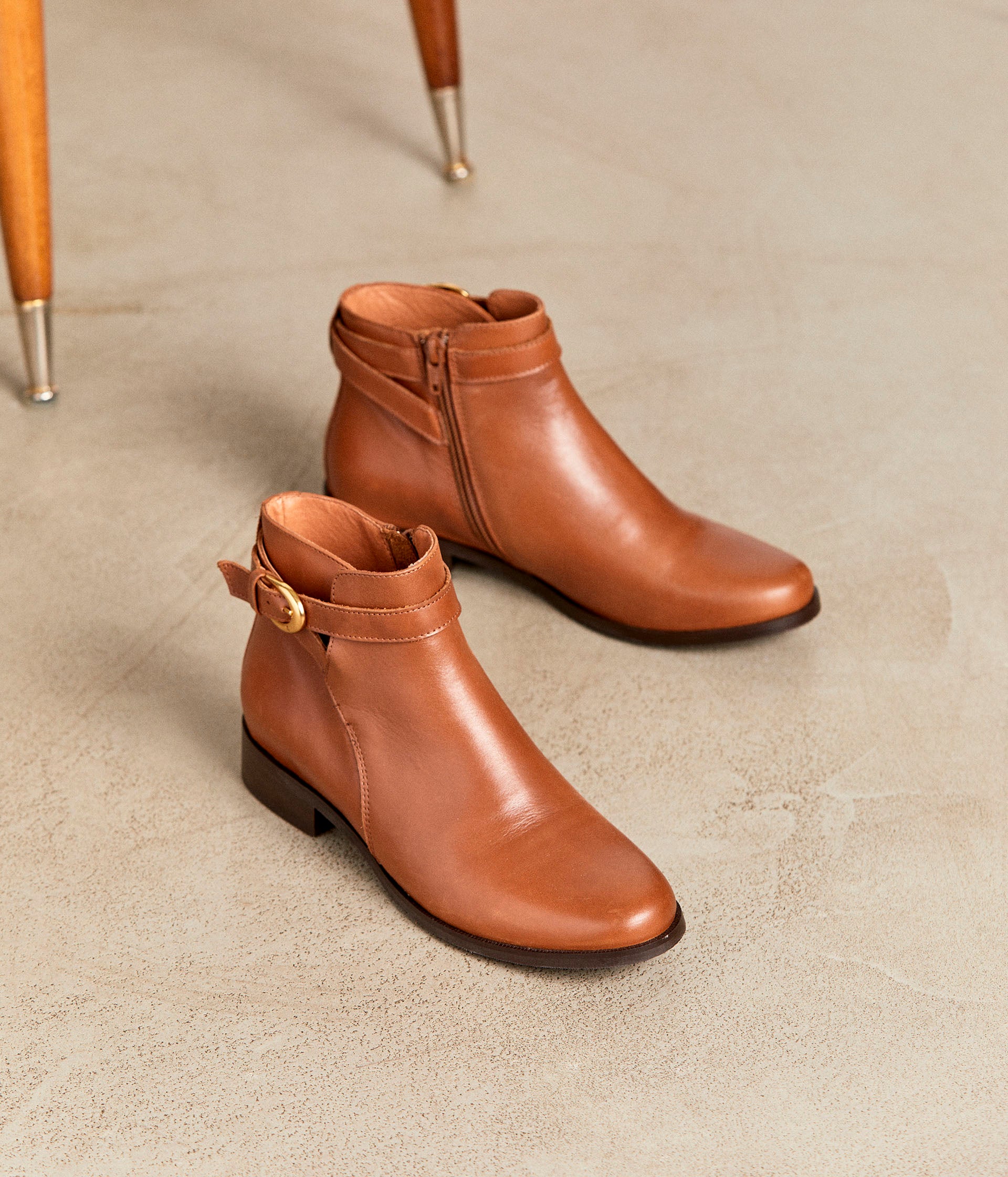 Bottines femme plates marron online