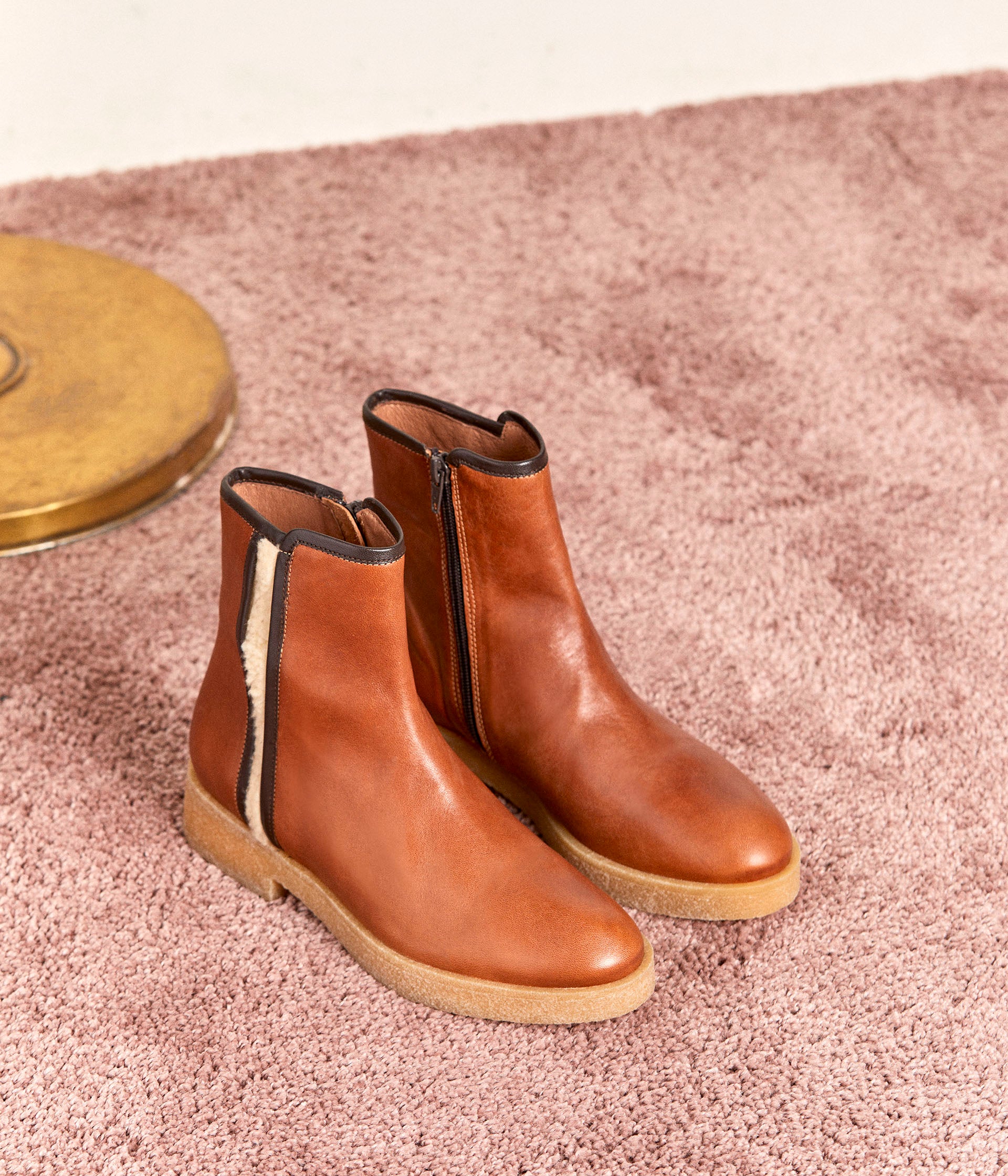 Boots femme cuir on sale camel