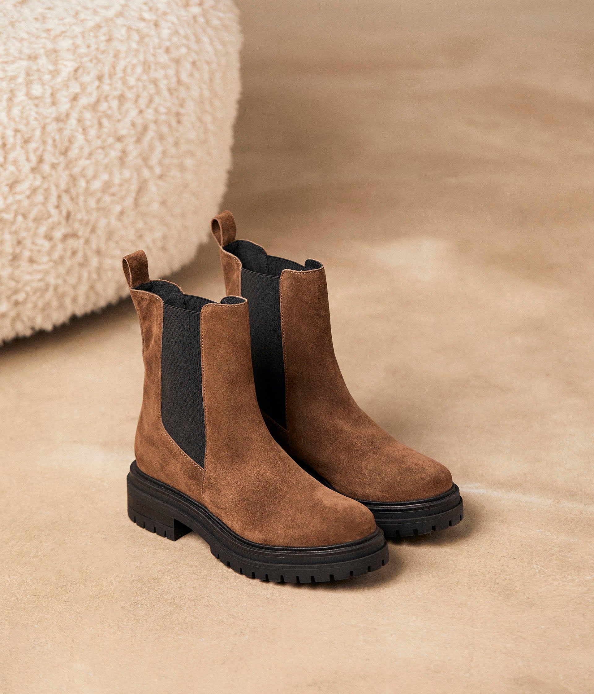 Boots chelsea femme camel daim outlet