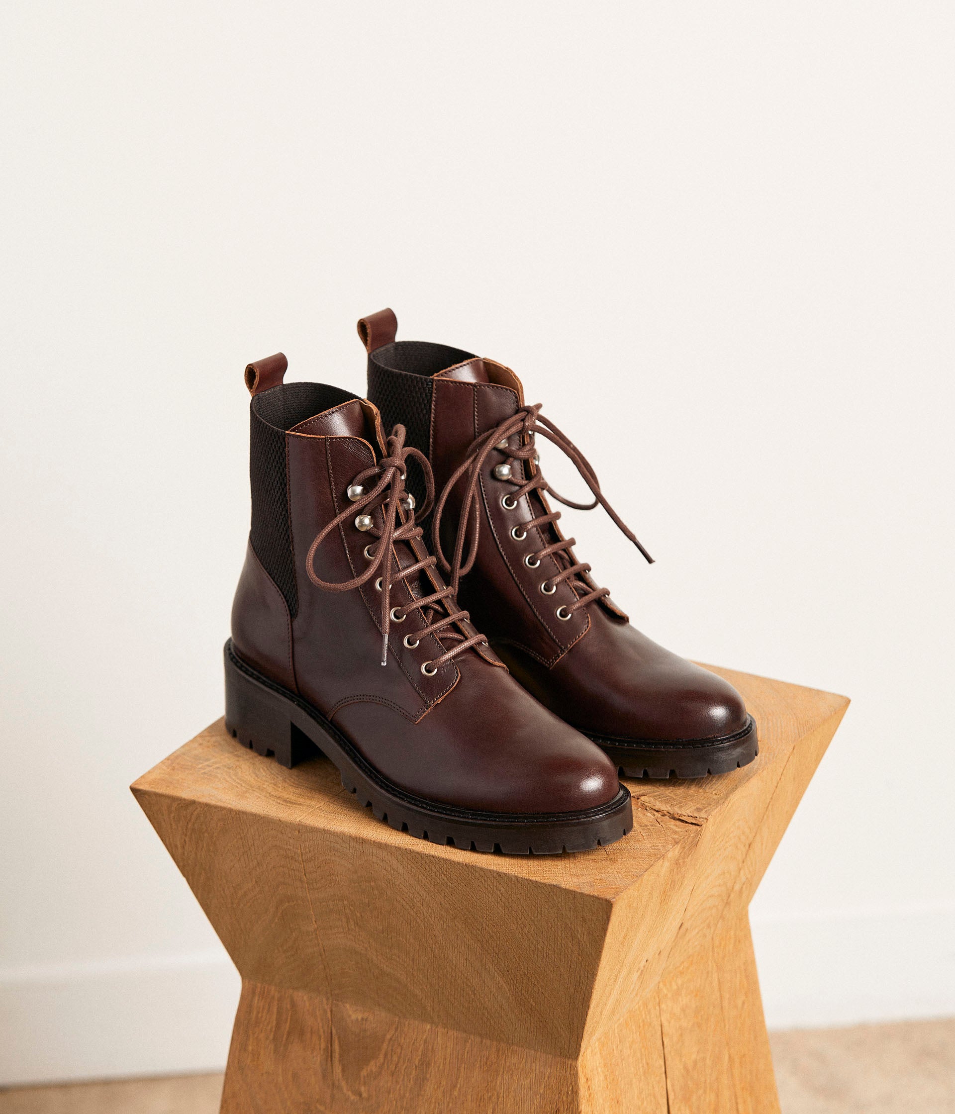 Bottines cuir chocolat Azelie Boots Bottines Femme Mellow Yellow