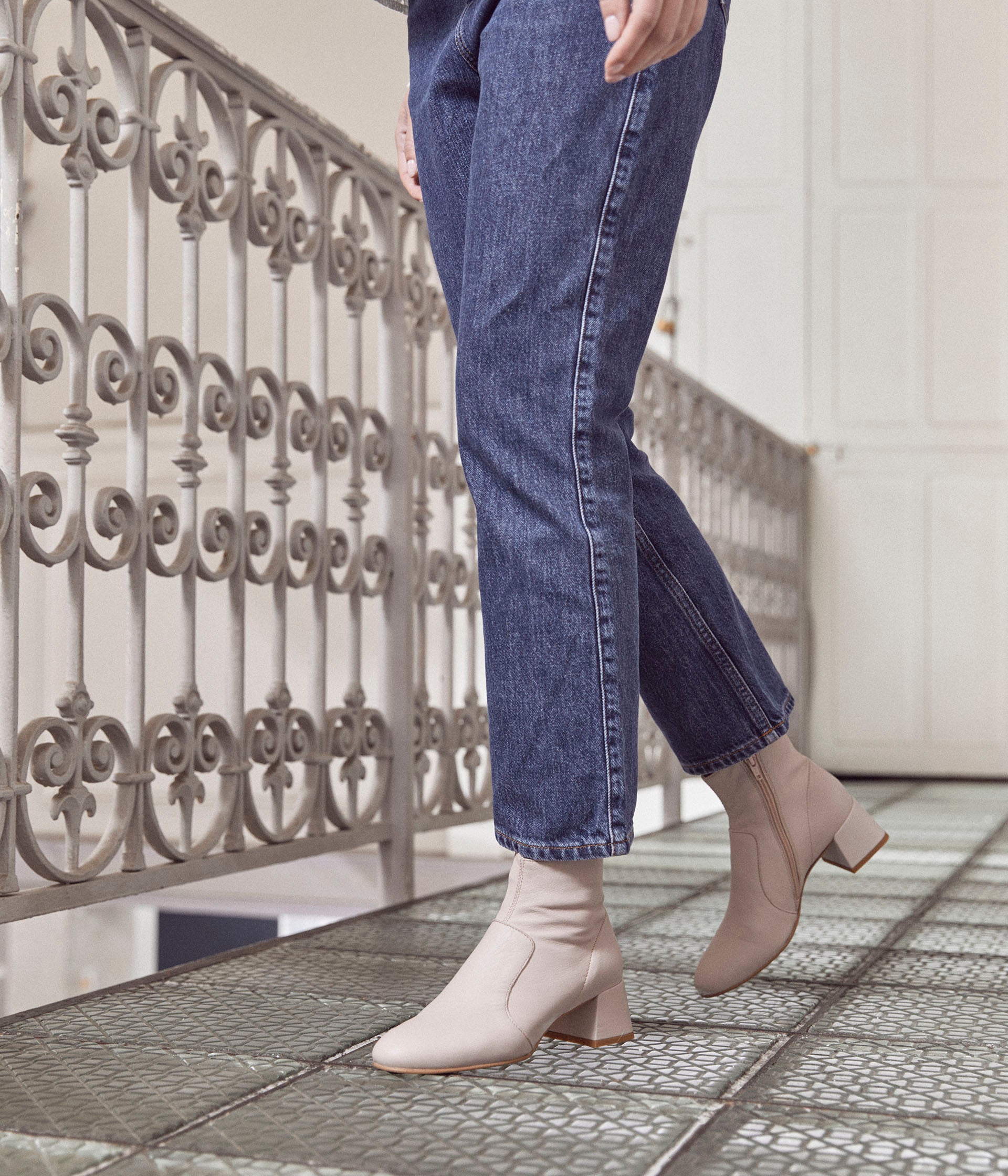 Bottines en pernambuco suedine rose pale
