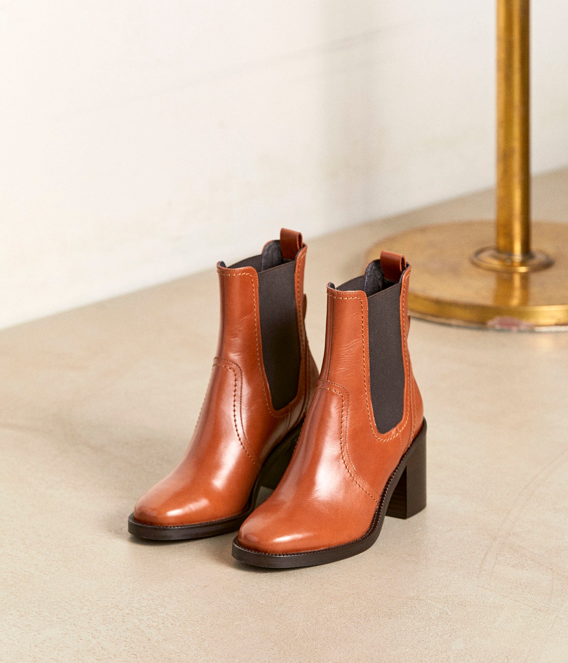 Boots cognac best sale femme cuir