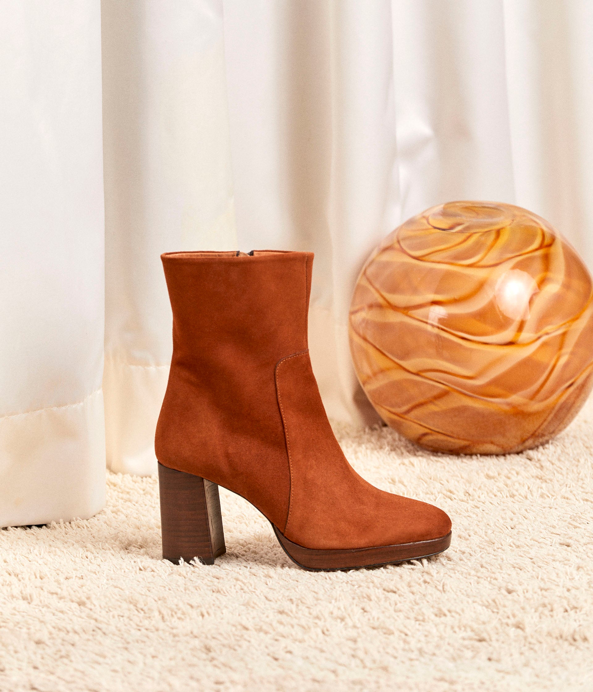 Boots cognac velours Leontine Boots Bottines Femme Mellow Yellow