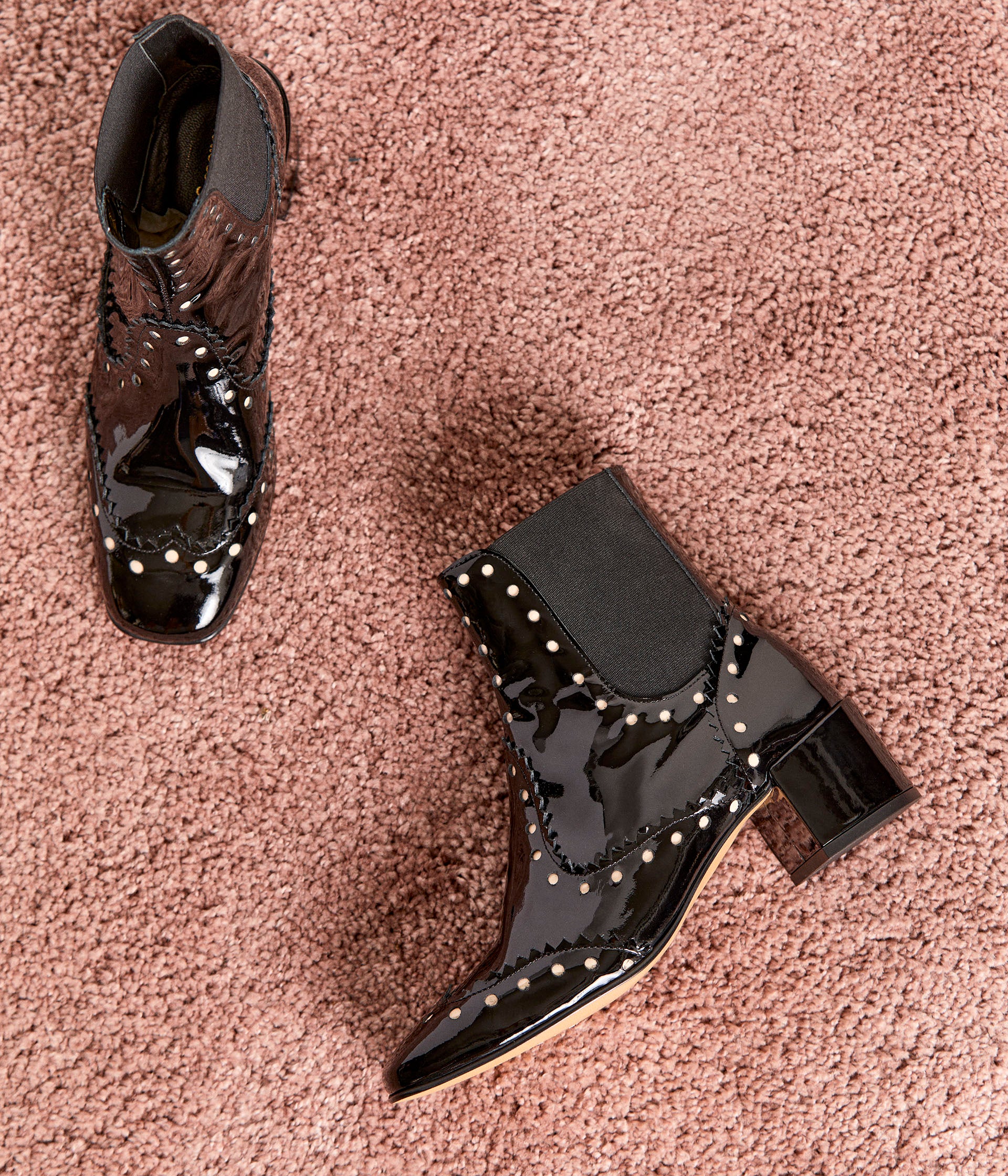 Bottines noir vernis a talon store