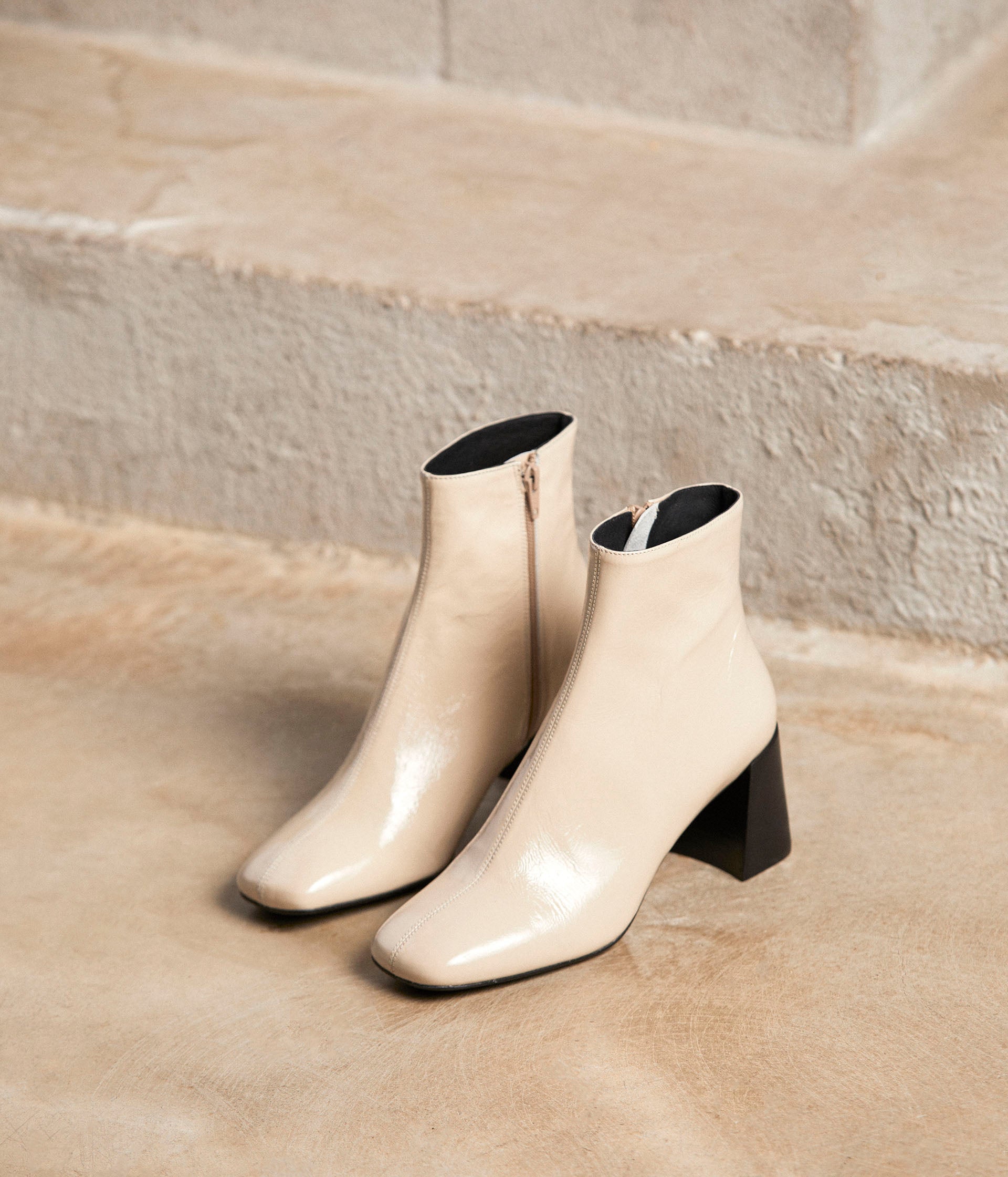 Boots cuir ecru Celestine
