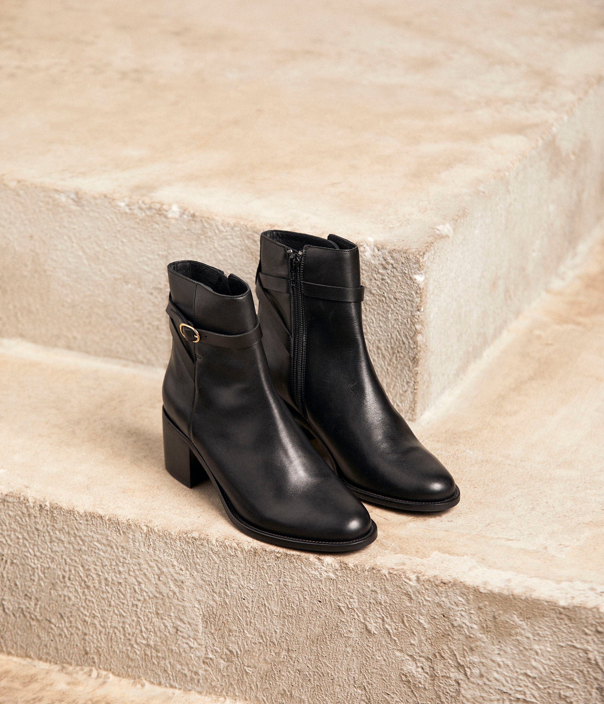 Low boots hotsell cuir noir femme