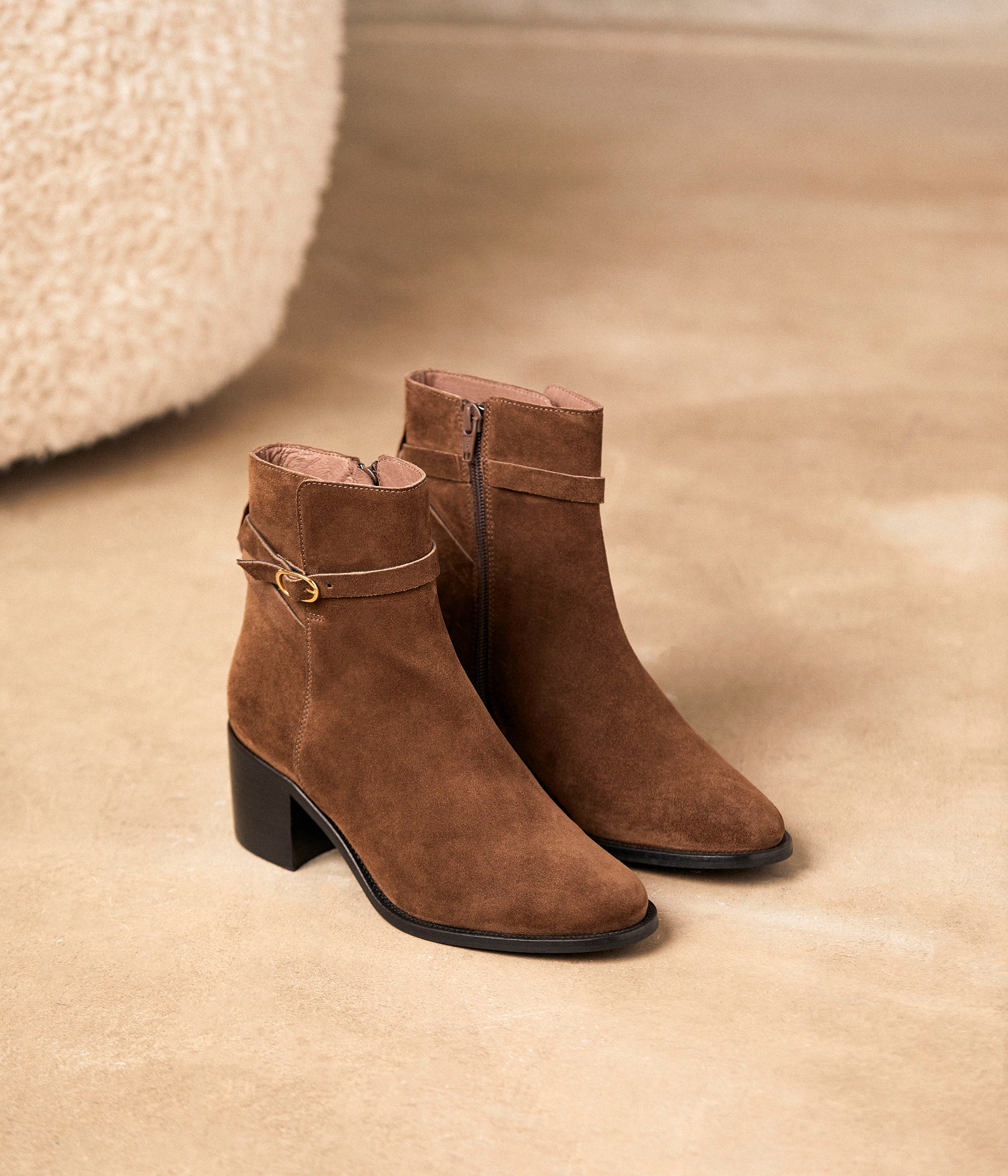 Boots cuir velours Aimeline