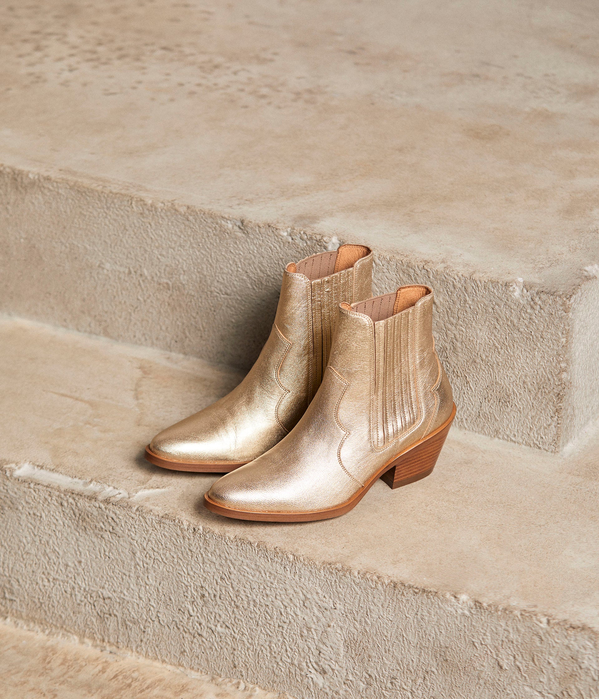 Boots western dorees Carrie Boots Bottines Femme Mellow Yellow