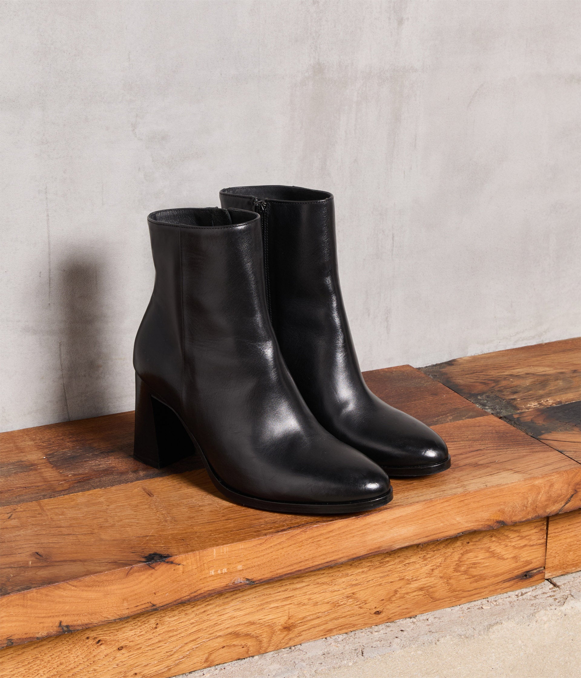 Bottines femme cuir noir talon shop