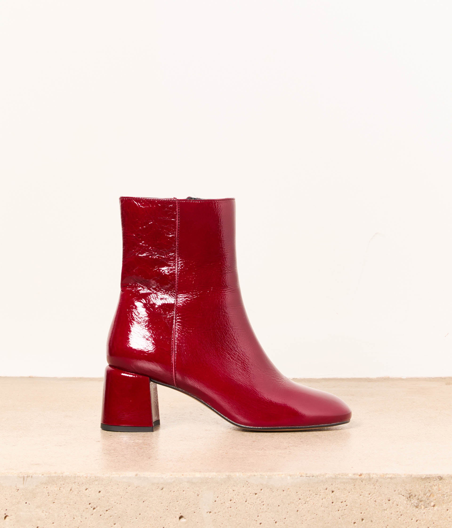 Boots rouge cuir clearance