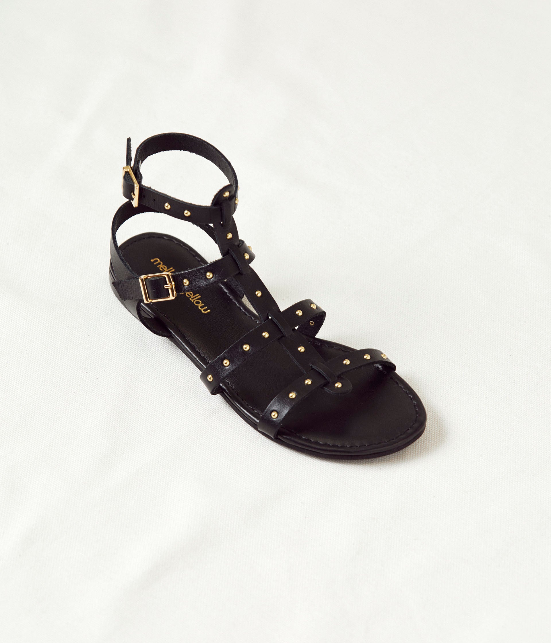 Spartiates noires Ashley Sandales Femme Mellow Yellow