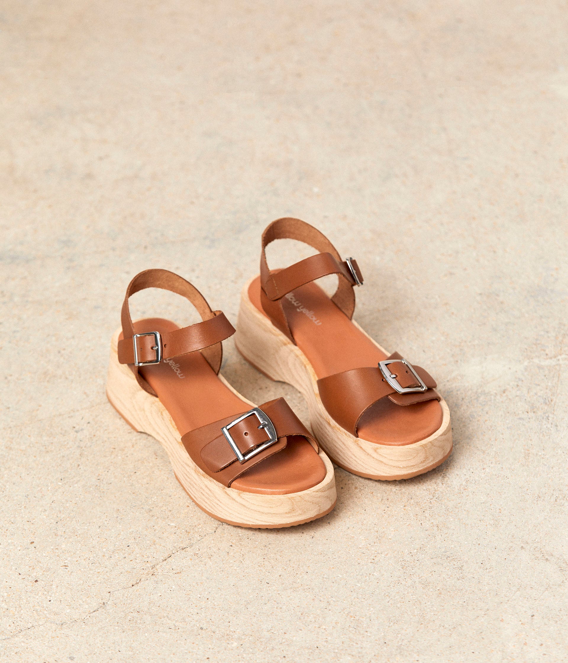 Sandale top cognac femme