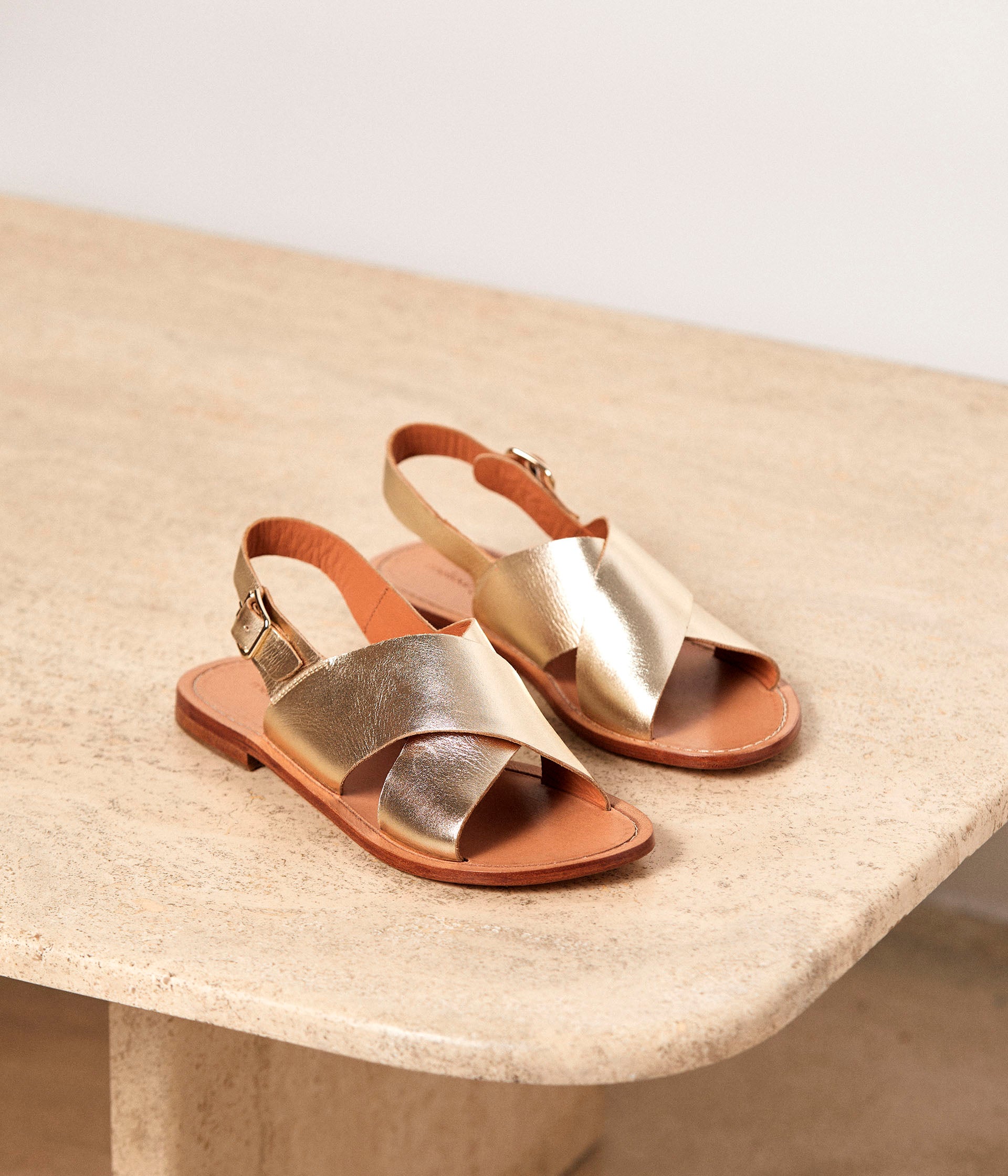 Sandales cuir dor Amina