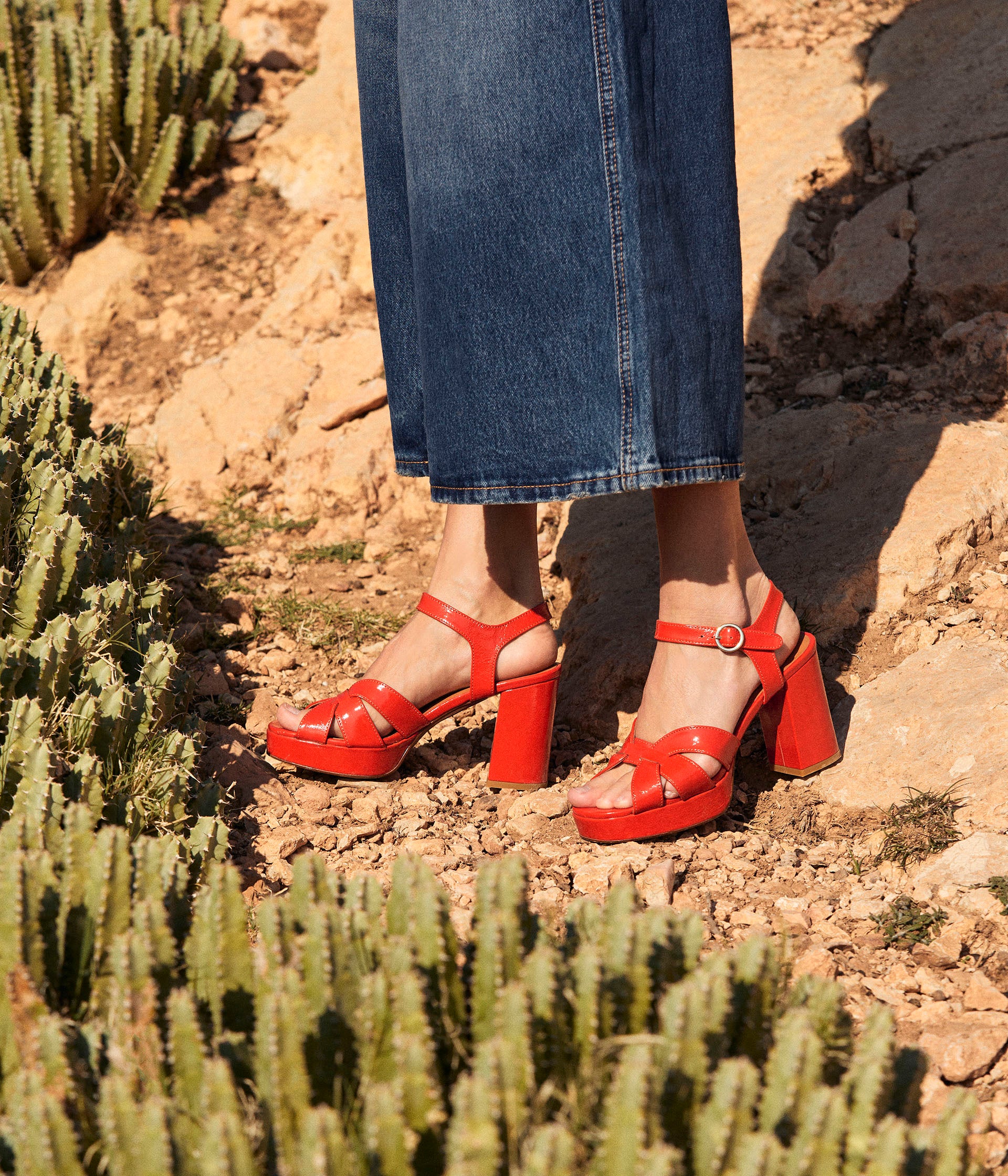 Sandale shop orange femme