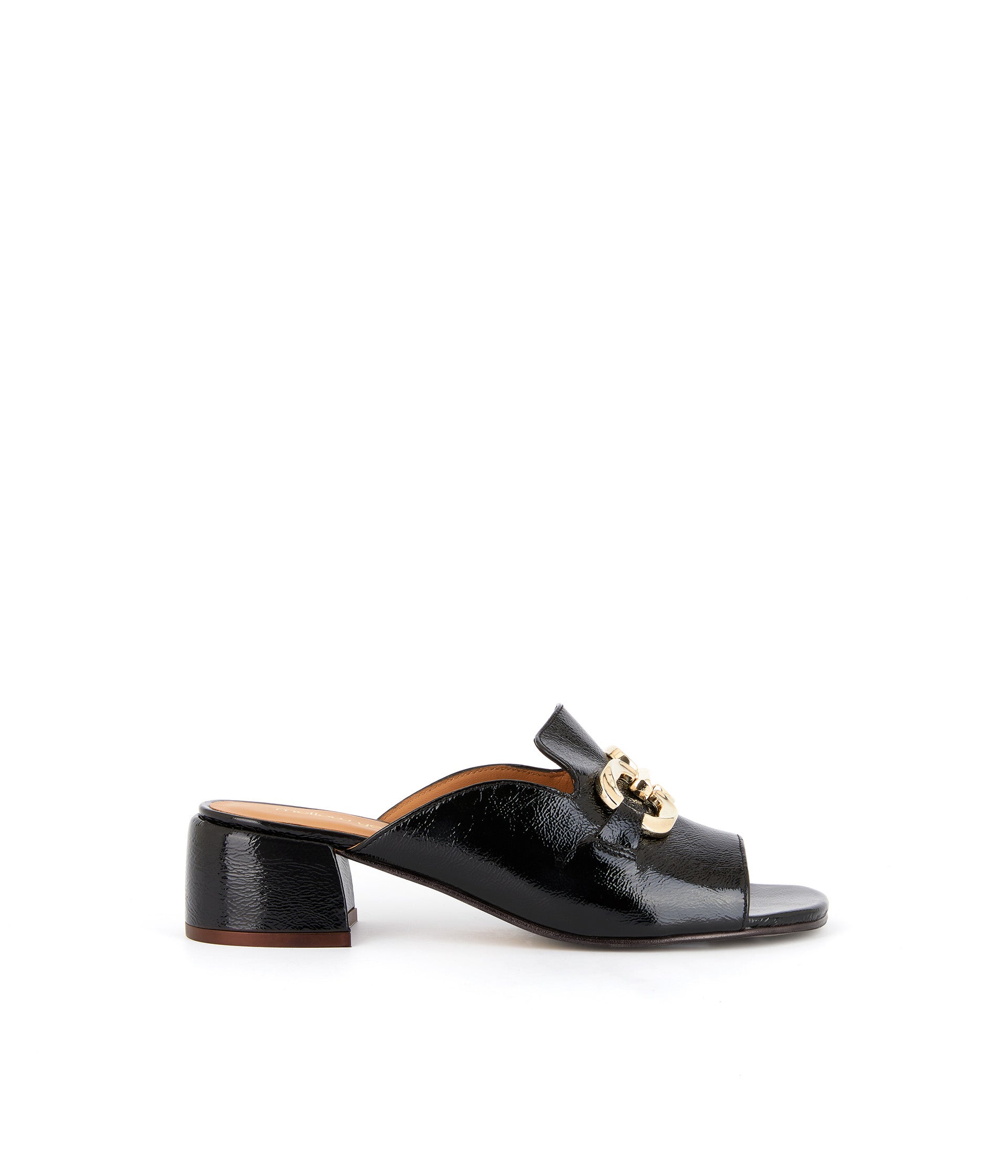 Mules vernies noires Gisele Sandales Femme Mellow Yellow