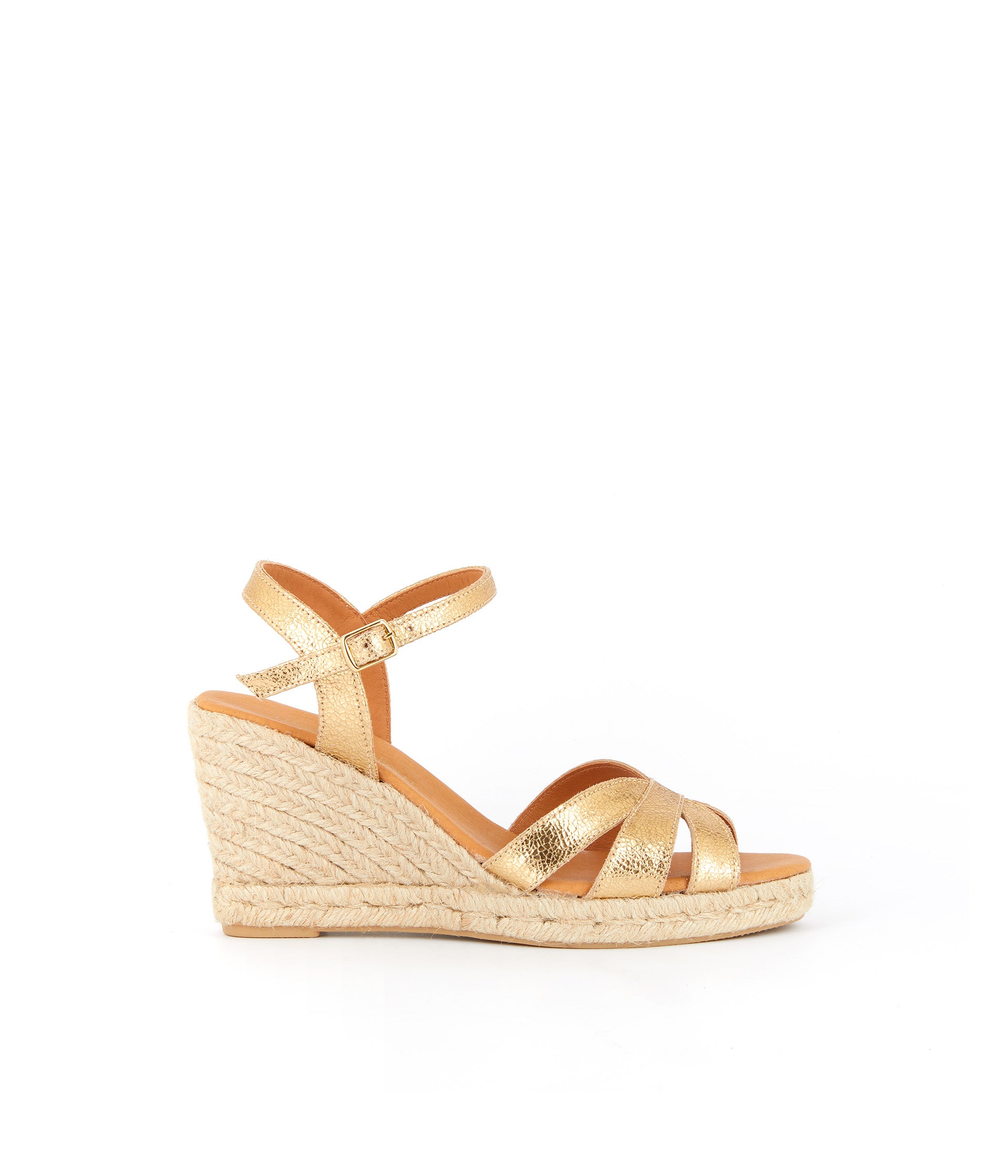 Sandales compensees dorees Ellaria Espadrilles Femme Mellow Yellow