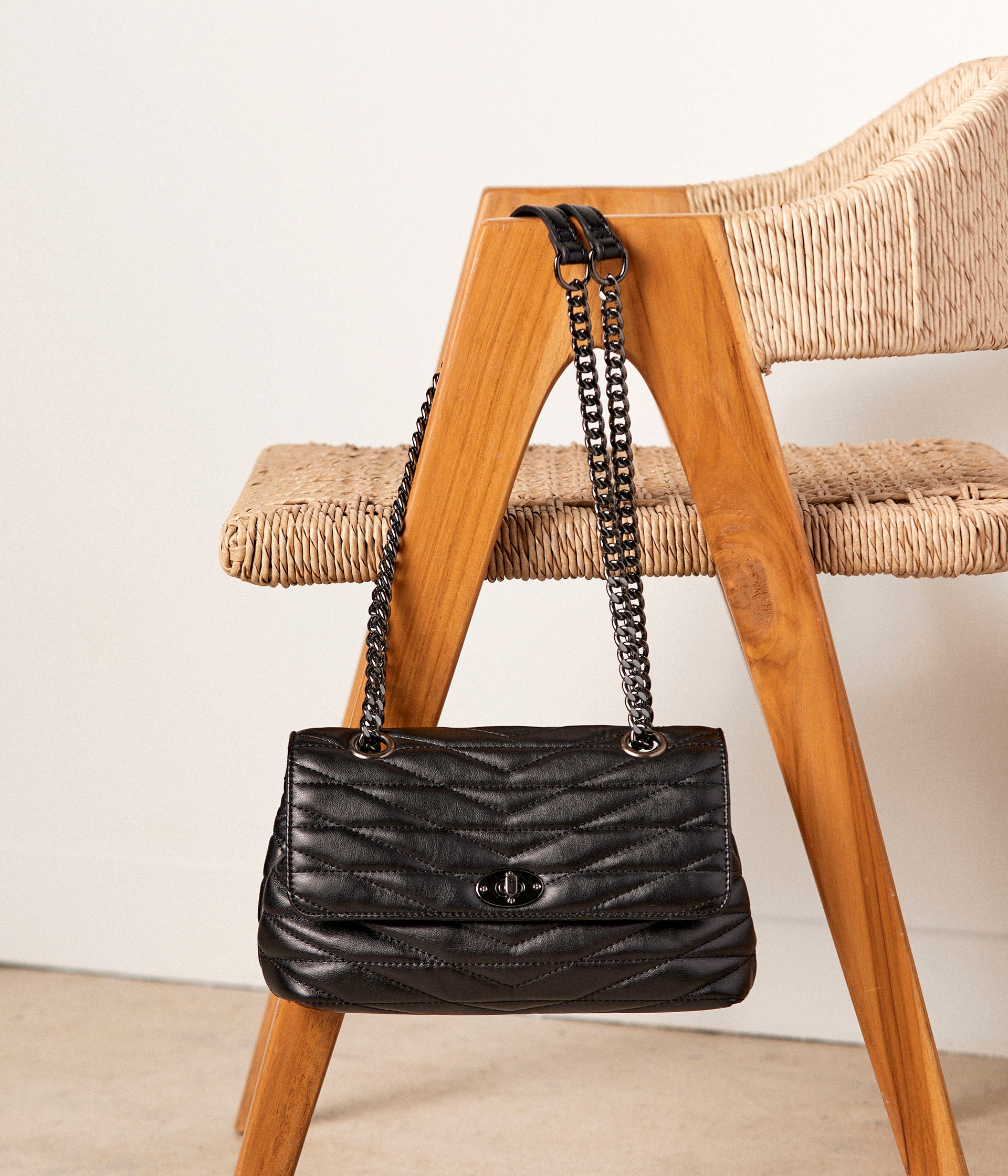 Sac cuir noir matelassé on sale